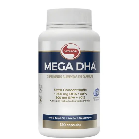 Ômega 3 Mega DHA Vitafor 120 Caps Alta Concentração DHA 1500mg EPA 300mg Produto Original