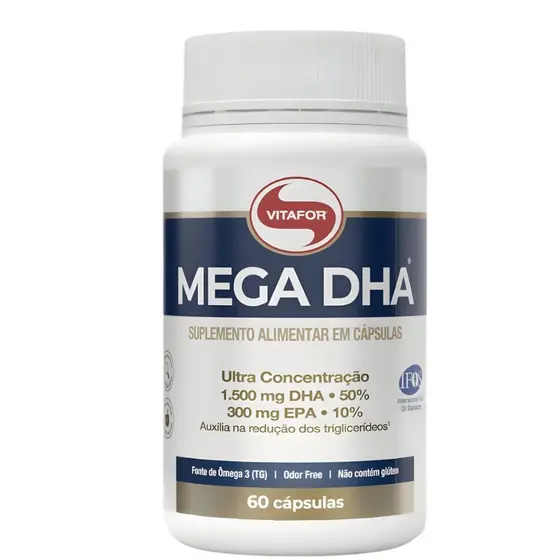 Ômega 3 Mega DHA Vitafor 60 Caps Alta Concentração DHA 1500mg EPA 300mg Produto Original
