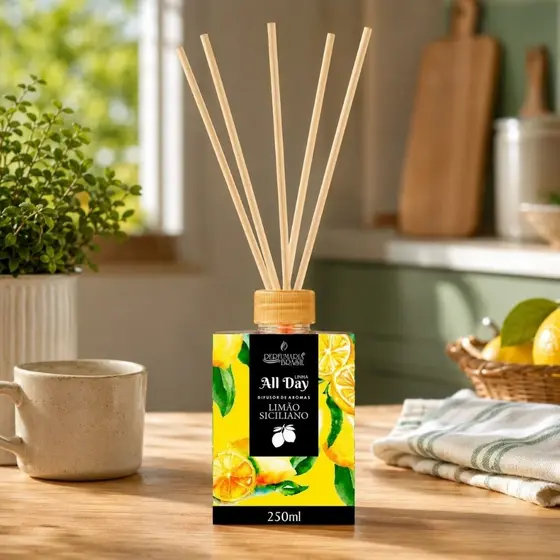 Difusor de Aromas com Varetas 250ml Aromatizador de Ambientes Cheirinho de Casa Perfume para Casa