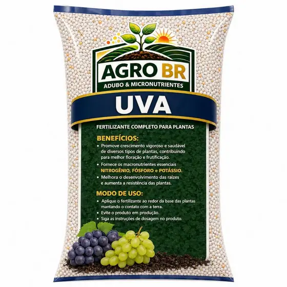 Adubo Fertlizante para UVA + Micronutrientes Frutifocação e Crescimento 1kg