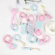 Pet Brinquedo Mordedor para Cães com Corda e Bola Cor Pastel Alta Resistência