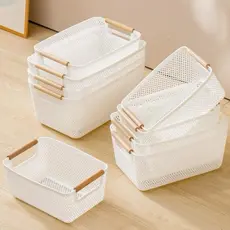 Cesto plástico Organizador Para Frutas Telado Retangular Branco Fruteira Com Alça De  multiuso
