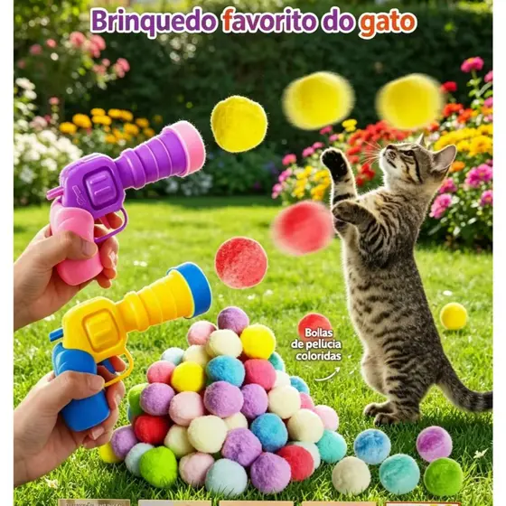 Brinquedos Interativos De Lançamento Para Gatos Gatinhos De Estimação De Tiro Com Pistola De Pelúcia