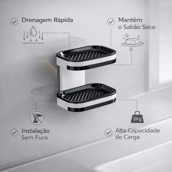 2-Tier Soap Dish Bathroom Soap Box with Favourite Holder