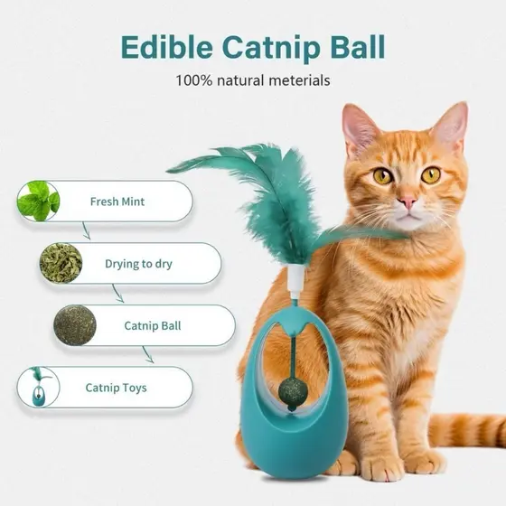 Brinquedo Interativo Para Gatos João Bobo com Bola Catnip e Pena Recreação Boneca Inclinada E Catnip