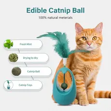 Brinquedo Interativo Para Gatos João Bobo com Bola Catnip e Pena Recreação Boneca Inclinada E Catnip