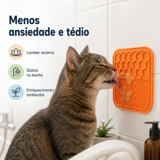 Tapete Lambedor Pet Grande Silicone Ventosa Comedouro Lento
