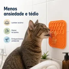 Tapete Lambedor Pet Grande Silicone Ventosa Comedouro Lento