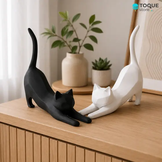 Gatos Decorativos Minimalistas - Escultura Moderna para Quarto | Sala | Escritório