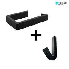 Kit Acessórios Banheiro Porta Toalha + Suporte Papel Higiênico - Gancho, Minimalista Sem Furo