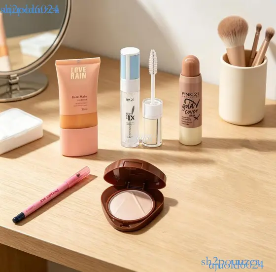 Maquiagem 5 Pçs: Base + Delineador + Contorno + Iluminador + Paleta de Sombras | Kit de Maquiagem Presente Especial ✨sh2