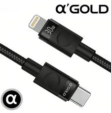Cabo A'Gold Lightning para iPhone 30W USB-C 1m - Turbo Carregamento Rápido   imediato✨