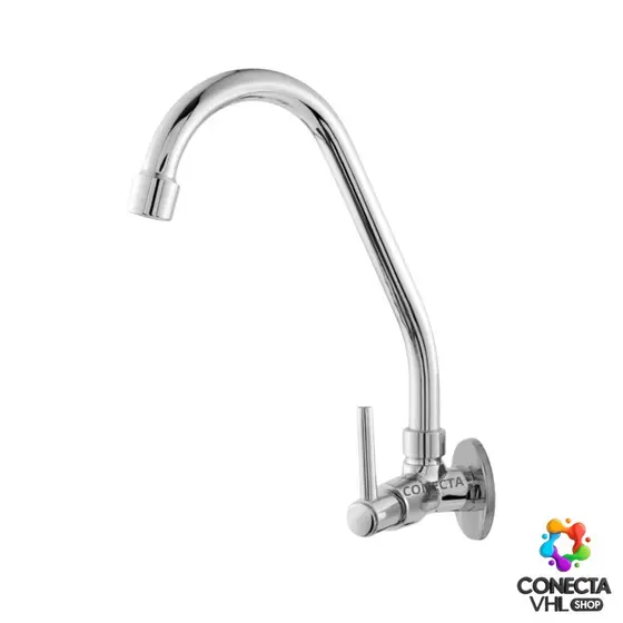 Torneira ABS Para Cozinha Parede Com Tubo Inox  1/4 de Volta