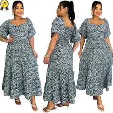 Vestido Longo Plus Size Feminino com Bojo, Manga Fit Flare e Lastex nas Costas