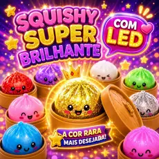 Squishy Dumpling Caixa Surpresa Colorido com Cestinha Pãozinho Antiestresse Cor Aleatória