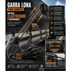 KIT 10-40 ELÁSTICO EXTENSOR LONA 35CM CAMINHÃO CARRETINHA PRETO