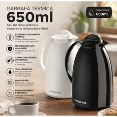 Garrafa Termica Rolha 650ml Florenca Preta Unitermi 81101