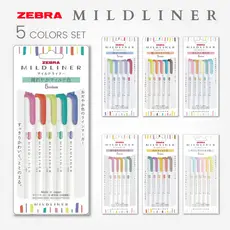 Zebra MILDLINER Caneta Marcadora Dupla Face De Ponta Conjunto De 5 Cores , Papelaria De Diário Japonês