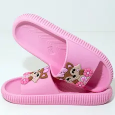 Chinelo Nuvem Raposa Slide Macio Leve Flexível Infantil Juvenil Feminino Rosa