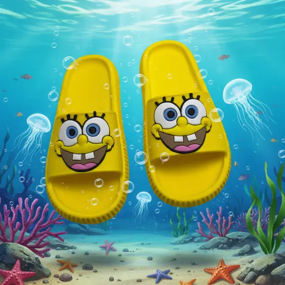 Chinelo Nuvem Infantil Menina Menino Amarelo Confortável Leve Slide Juvenil Adulto Bob