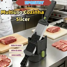 Cortador de Alimentos Multifuncional 3em1 Fatiador,Ralador e Picador Ajustável em Aço Inox Para Carnes Legumes e Frutas