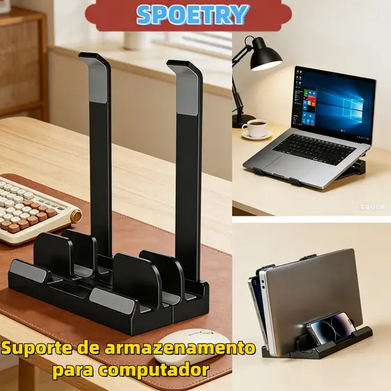 Suporte de mesa organizador Ajustável Conjunto de duas peças para iPad e Tablet
