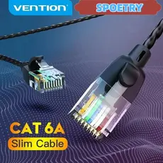 Cabo de Rede Vention Cat6A Slim 2.8mm 10Gbps - Ultra Fino para PC, Roteador e Viagem