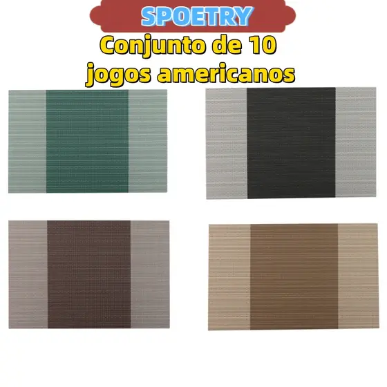 Kit com 10 jogos americanos, resistentes ao calor e com isolamento térmico, adequados para uso na mesa da cozinha