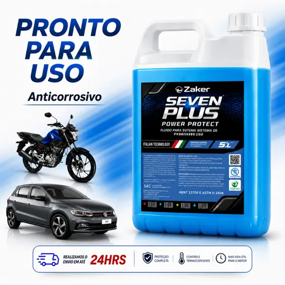 Aditivo Liquido Radiador Proteção Motor Zaker 5L Não Diluir Honda Fiat Citroen VW