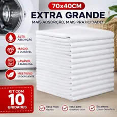 Kit De 5,10 Ou 20 Panos De Chão Branco Para Limpeza Grande Grosso Saco Duplo Algodão 70X40