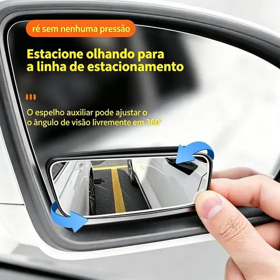 Espelho Auxiliar Universal para Retrovisor de Carro, Ajustável, Ponto Cego 3R-059