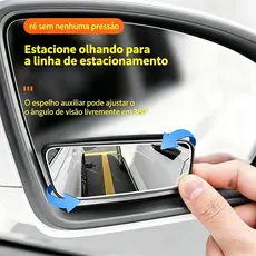 Espelho Auxiliar Universal para Retrovisor de Carro, Ajustável, Ponto Cego 3R-059
