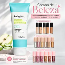 Sabonete Demaquilante Facial Ruby Rose Ruby Skin – Acompanha Mini Corretivo, Mini Iluminador e Mini Gloss Labial