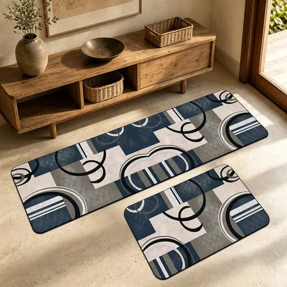 Kit 2 Tapetes de Cozinha - Borracha Antiderrapante, Super Absorvente e Secagem Rápida 120*34cm+60*34cm