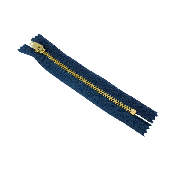 Zíper Azul Marinho Em Metal com Dourado 50 ou 100 unidades - 10/12/15/18 cm Costura em Geral.