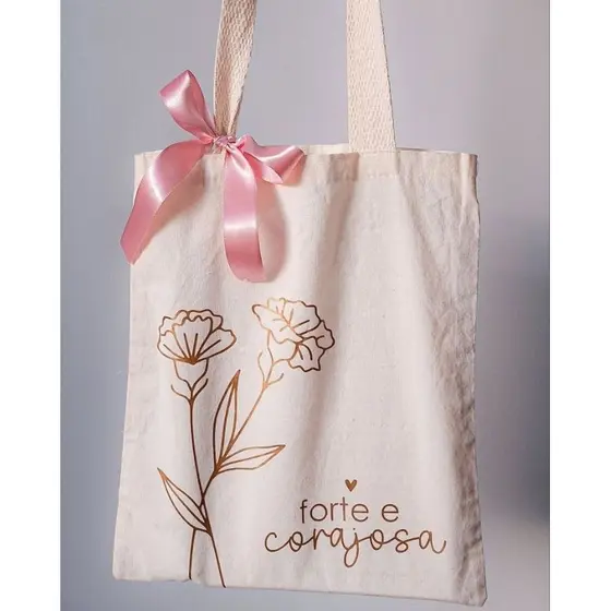 Ecobag Algodão Cru Personalizada | Com Frase ou Nome | Presente Criativo Feminino | Bolsa 30x40 Em Algodão Cru