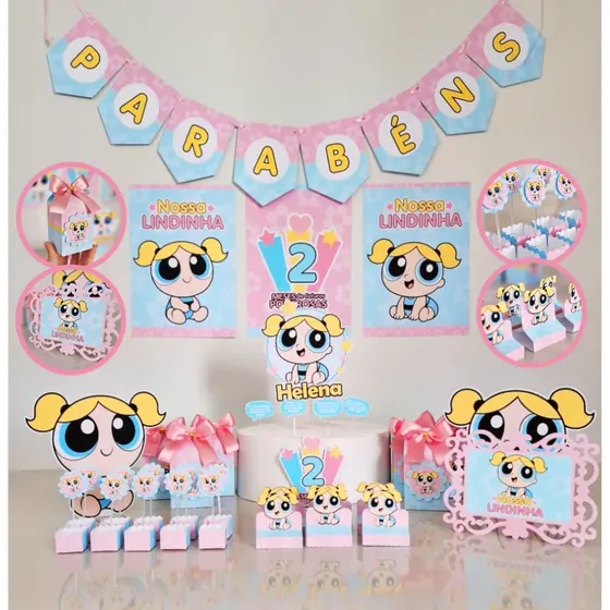 Kit Festa Mesversário Lindinha Baby – Kit 30 Itens/117 Itens| Festa Básica | Festa Completa| Meninas Superpoderosas