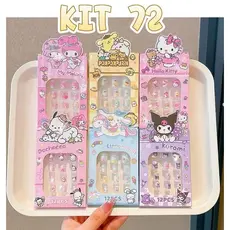 Kit 72 Unhas Postiça Infantil 6 Caixinhas Contém Comprimidos de cola sólida
