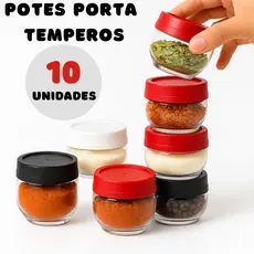 Porta Tempero Empilhável Potes 155ml Organizador De Condimentos Gire e Trave C/Tampa Rosca