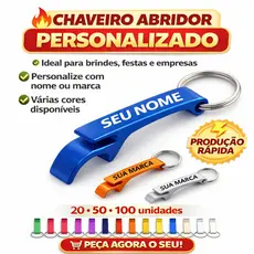 Kit  100 BRINDES LEMBRANÇINHAS  CHAVEIROS ABRIDORES PERSONALIZADOS COM A  SUA LOGO OU SUA FRASE OU NOME