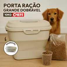 Porta Ração 10kg Para Cachorro E Gato Pet Evolution Chefe Retrátil Vedação Completa + Copo Dosador