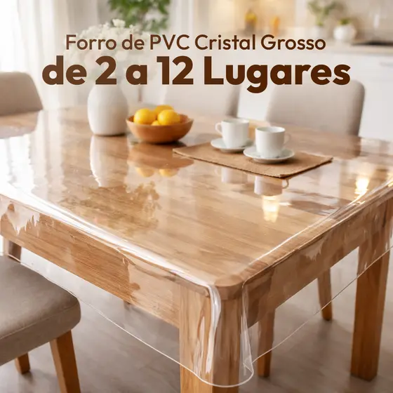Toalha de Mesa Grossa Plástico Transparente Térmica e Impermeável Forro PVC Cristal Envio Enrolado