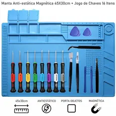 Kit Manta Antiestática Magnética GRANDE 30x45cm + Jogo de Chaves 16 Peças KIT COMPLETO