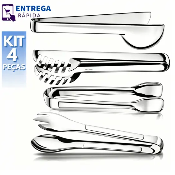 Kit de 4 Pegadores Inox Cozinha – Massa 20cm Universal 20cm Salada 20cm Gelo 18,5cm,coco