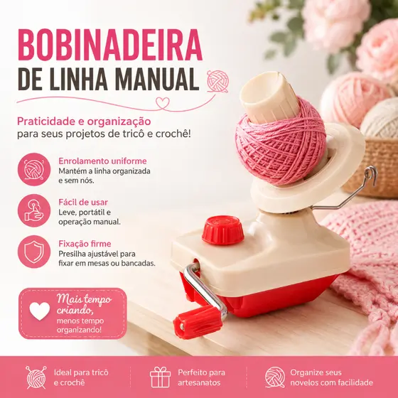 Enrolador de Linha Manual Portátil Para Costura e Artesanato vivaloja_viva