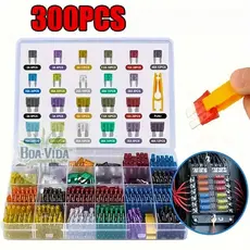 300 Pcs Conjunto Sortido Perfil De Tamanho Médio Lâmina Fusível carro 2-40A com clipe de caixa  vivaloja_viva