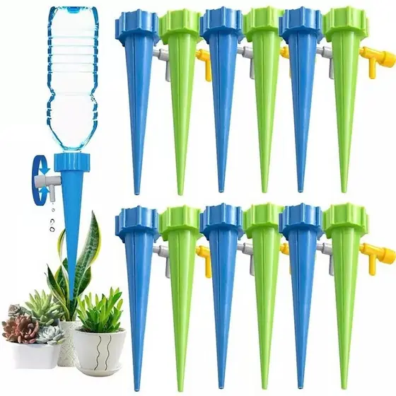 Kit Com 12/24 Gotejador Irrigador Acoplável Em Garrafa Pet Jardim Dosador Vaso Em Garrafa