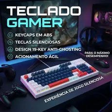 Teclado Gamer Entrada com Fio, ABNT2, 99 Teclas RGB, Compacto – Ideal para Iniciantes