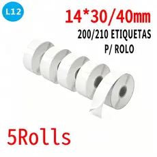 Etiquetas Térmicas De Recarga De 5 Rolos Para L12 – Papel Adesivo Térmico Direto (14x30mm/14x40mm)