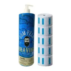 1 Pacote de Gola Higiênica 5 Rolos 100 golas + 1 Shaving Dom Pelo Profissional 1L